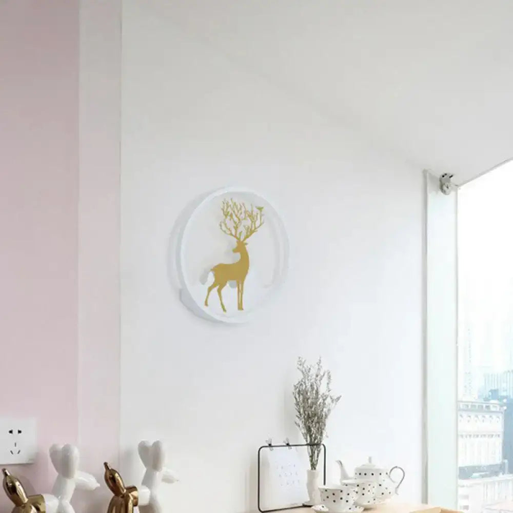 Minimalist gold deer ring led wall sconce bedroom 10 inch fixture