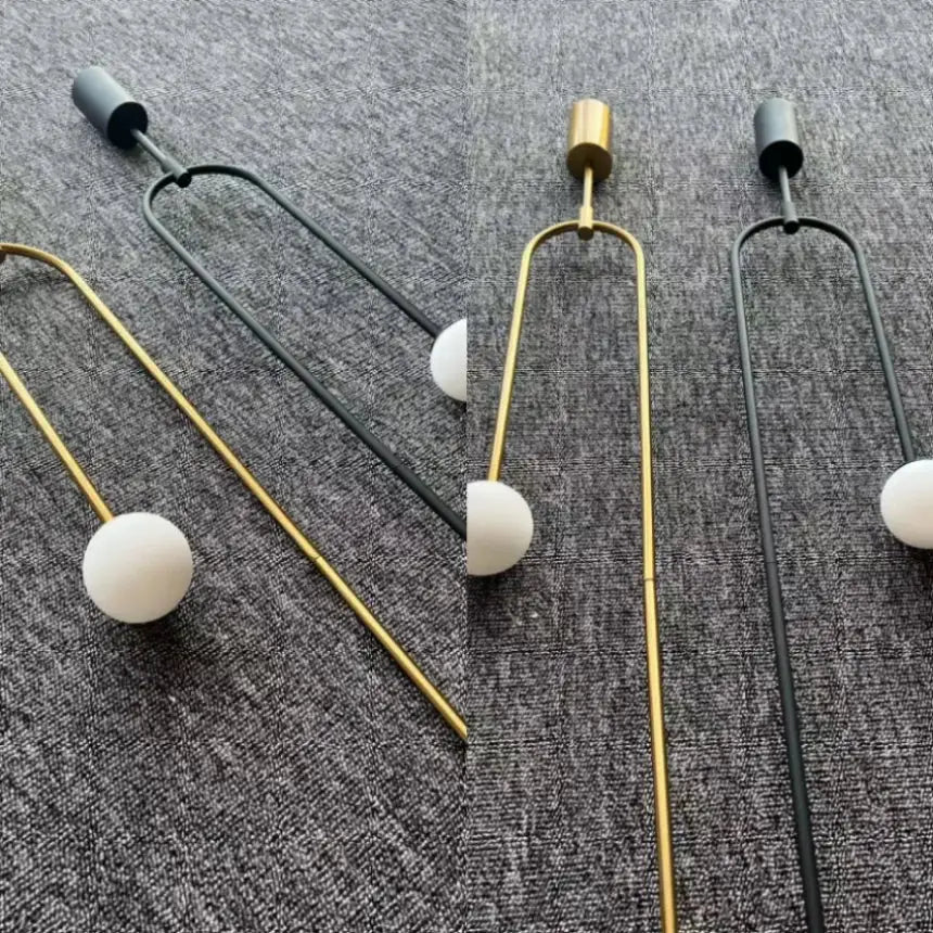 Minimalist gold double head glass ball pendant light bedroom