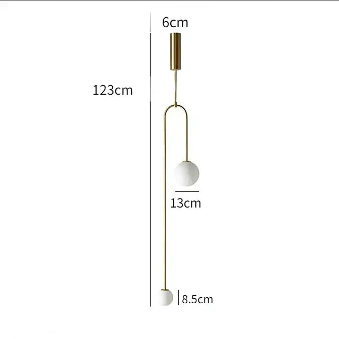 Minimalist gold double head glass ball pendant light bedroom