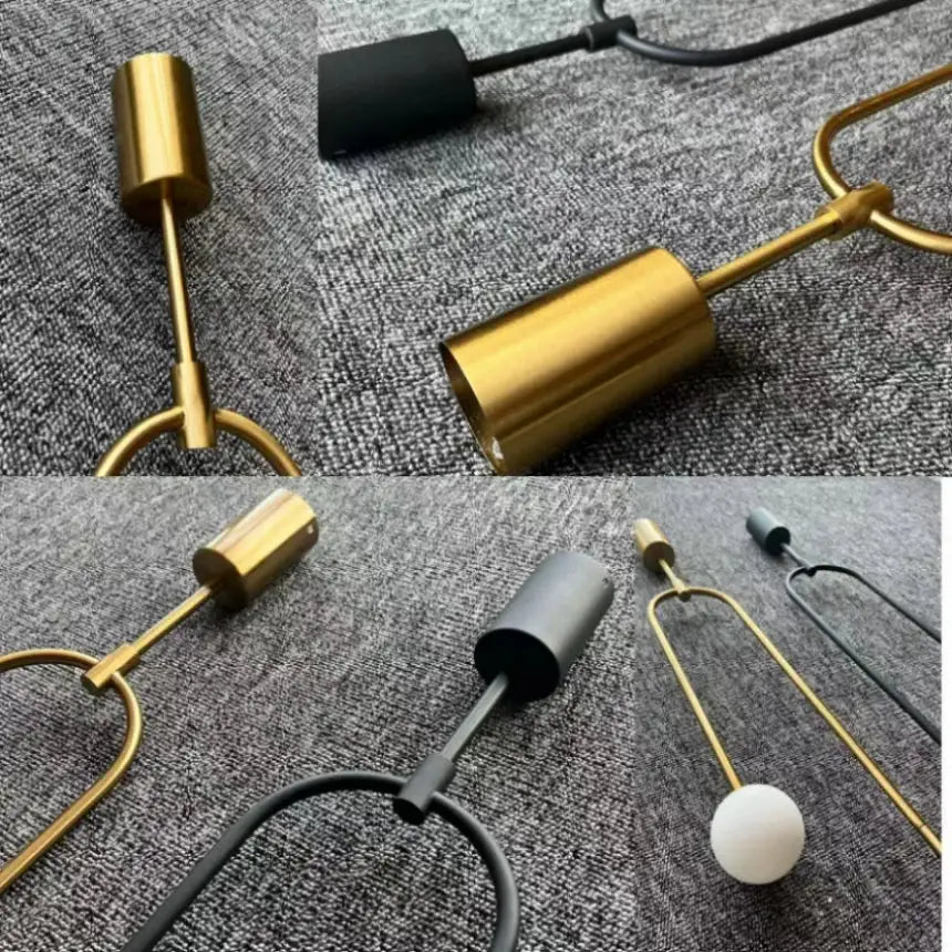 Minimalist gold double head glass ball pendant light bedroom