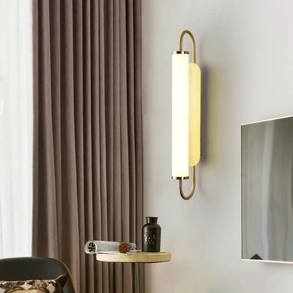 Minimalist gold elegant wall sconce for bedroom with frosted glass