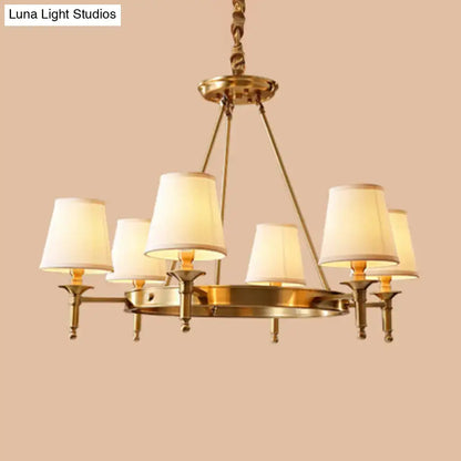 Minimalist gold fabric bedroom conical ceiling chandelier