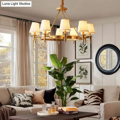 Minimalist gold fabric bedroom conical ceiling chandelier