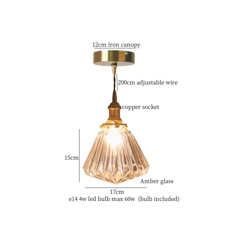 Minimalist gold faceted bubble glass led hanging light dining room