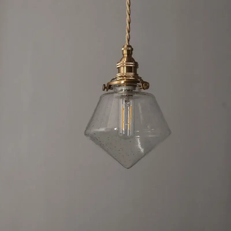 Minimalist gold faceted bubble glass led hanging light dining room