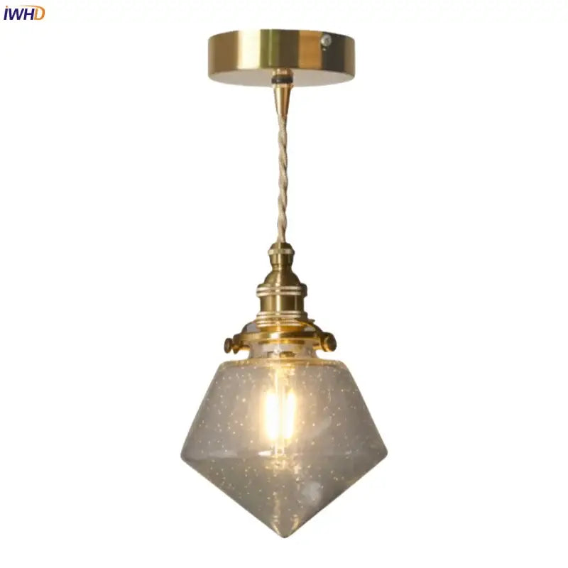 Minimalist gold faceted bubble glass led hanging light dining room