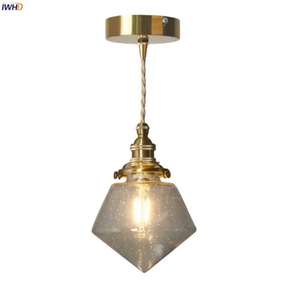 Minimalist gold faceted bubble glass led hanging light dining room