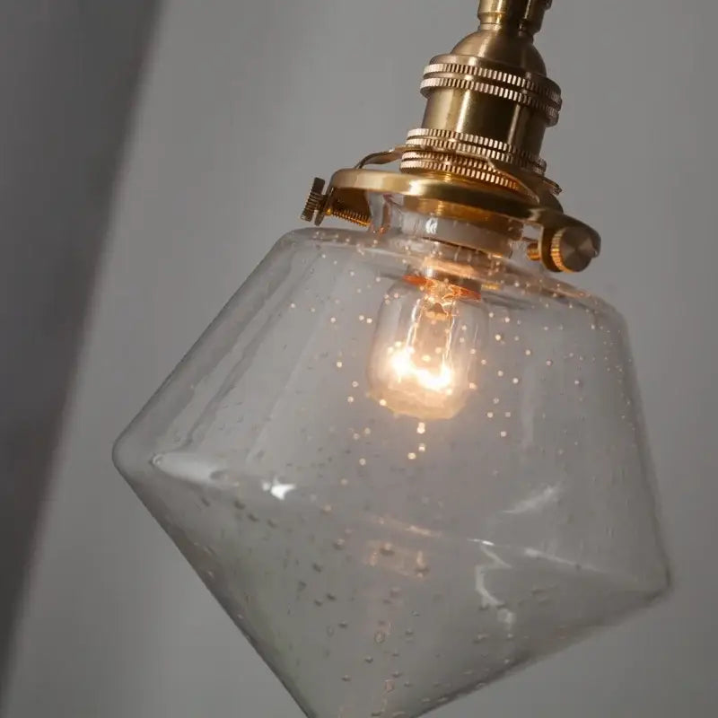 Minimalist gold faceted bubble glass led hanging light dining room