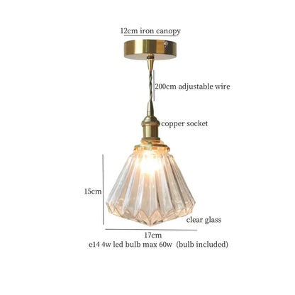 Minimalist gold faceted bubble glass led hanging light dining room