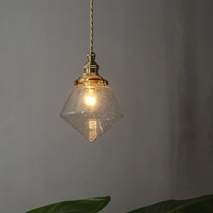 Minimalist gold faceted bubble glass led hanging light dining room