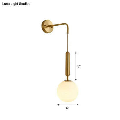 Minimalist gold finish and cream glass wall light bedroom sconce