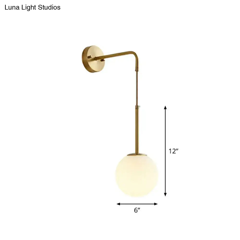 Minimalist gold finish and cream glass wall light bedroom sconce