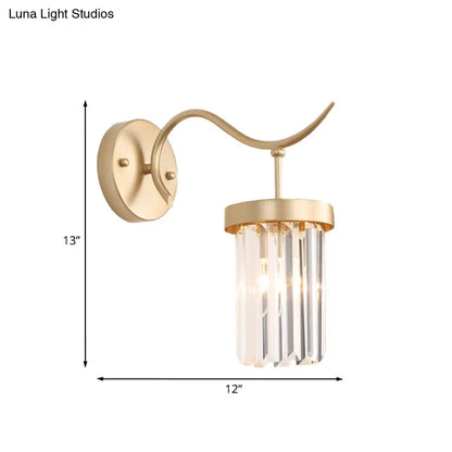 DecorBites™ Minimalist Gold Finish Crystal Wall Lamp with Rectangular Tube Design