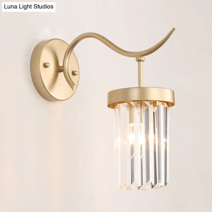 DecorBites™ Minimalist Gold Finish Crystal Wall Lamp with Rectangular Tube Design