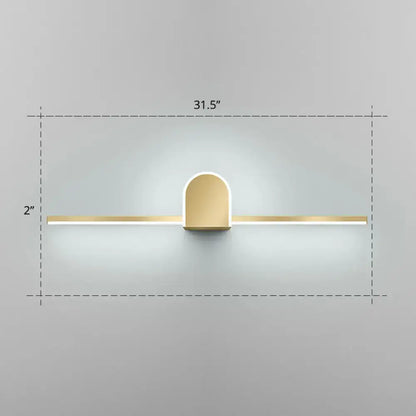 Minimalist gold finish led vanity light for bathroom walls