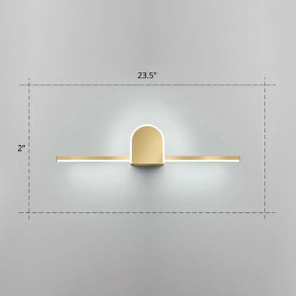 Minimalist gold finish led vanity light for bathroom walls
