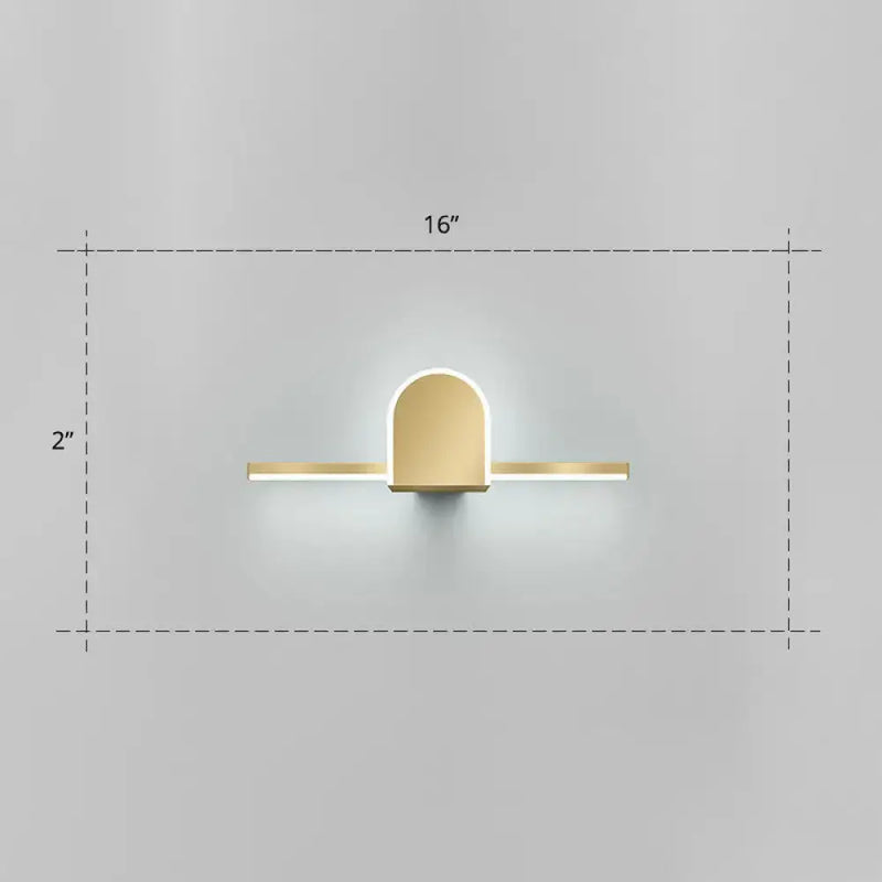 Minimalist gold finish led vanity light for bathroom walls
