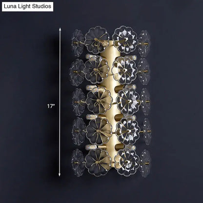 Minimalist gold floral crystal sconce light for bedroom