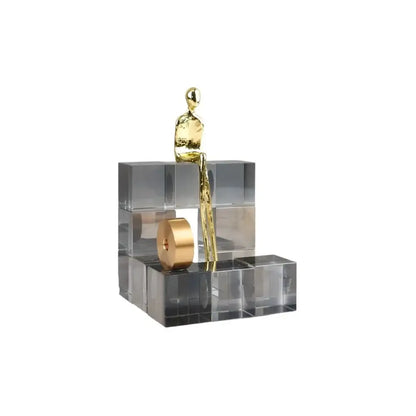 Minimalist gold geometric stair crystal ornament living room decor