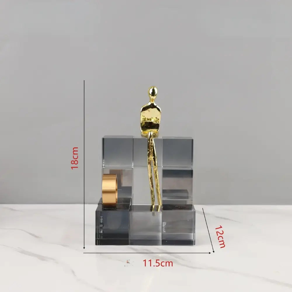 Minimalist gold geometric stair crystal ornament living room decor