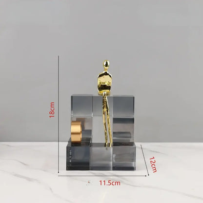 Minimalist gold geometric stair crystal ornament living room decor