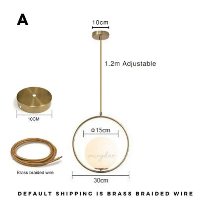 Minimalist gold glass ball led chandelier dining room pendant light