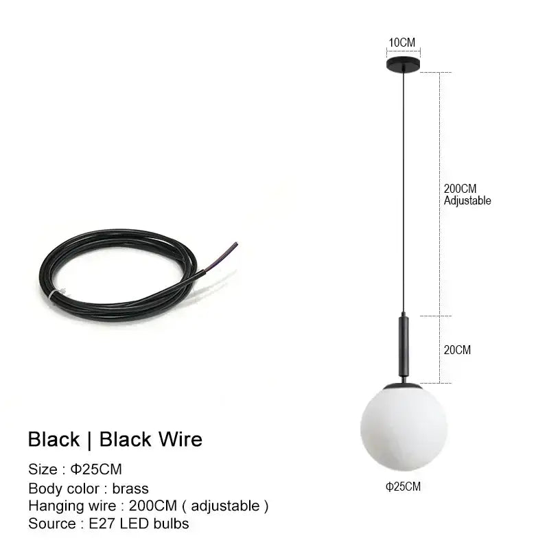 Minimalist gold glass ball led pendant chandelier for kitchen island