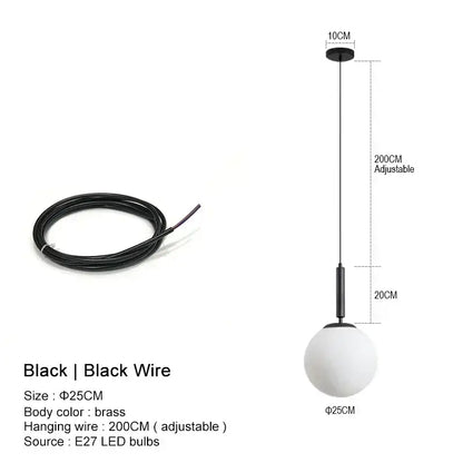 Minimalist gold glass ball led pendant chandelier for kitchen island