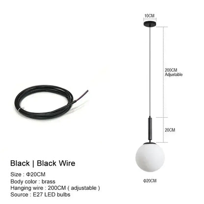 Minimalist gold glass ball led pendant chandelier for kitchen island