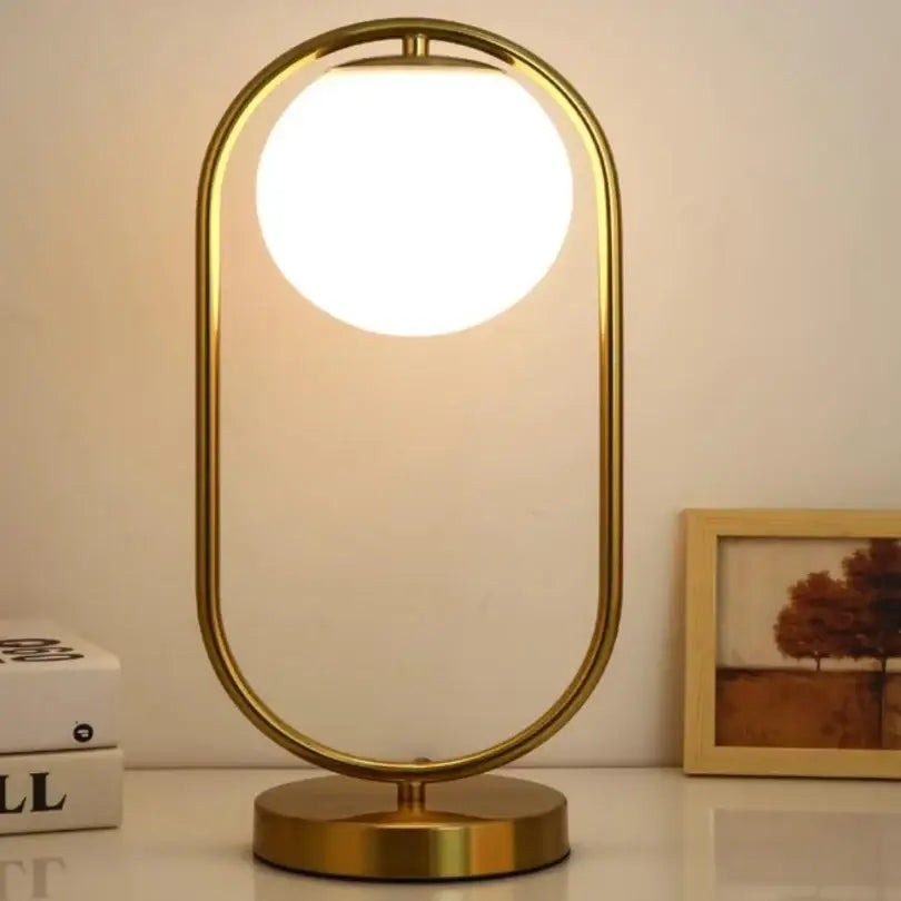 Minimalist gold glass ball led table lamp for bedroom decor