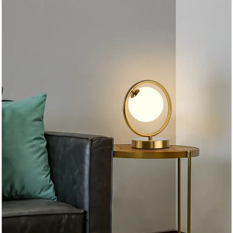 Minimalist gold glass ball led table lamp for bedroom decor