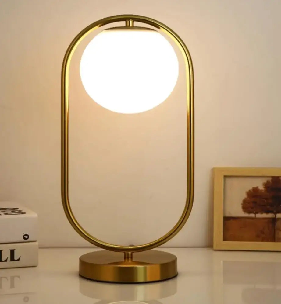 Minimalist gold glass ball led table lamp for bedroom decor