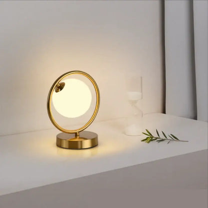 Minimalist gold glass ball led table lamp for bedroom decor