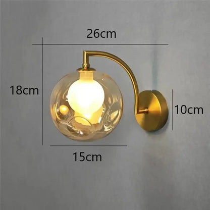 Minimalist gold glass ball wall sconce for bedroom