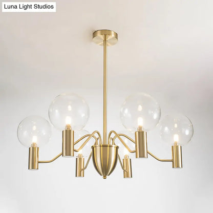 DecorBites™ Minimalist Gold Globe Chandelier - 6-Light Clear Glass Pendant Lighting Fixture