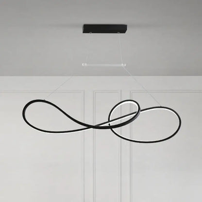 Minimalist gold infinity led strip island light dining room