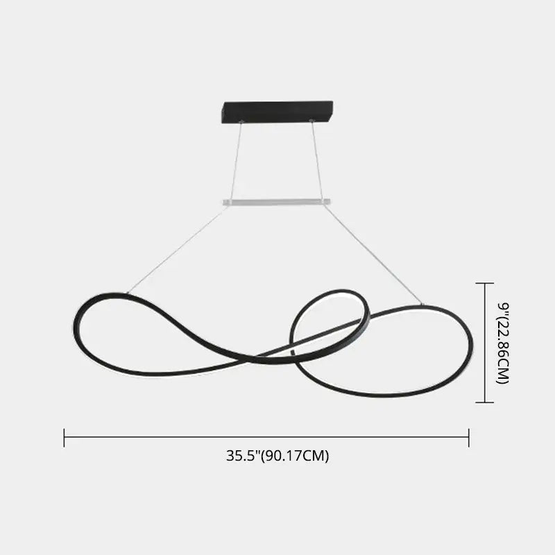 Minimalist gold infinity led strip island light dining room