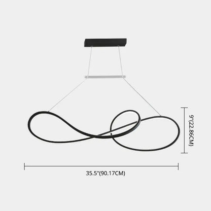 Minimalist gold infinity led strip island light dining room