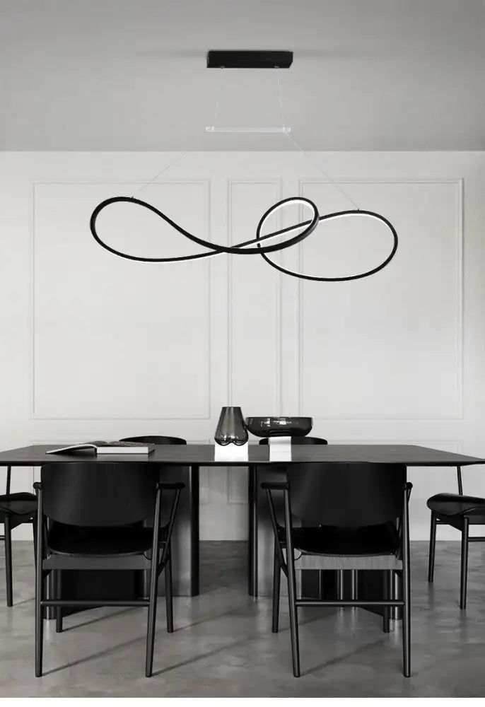 Minimalist gold infinity led strip island light dining room