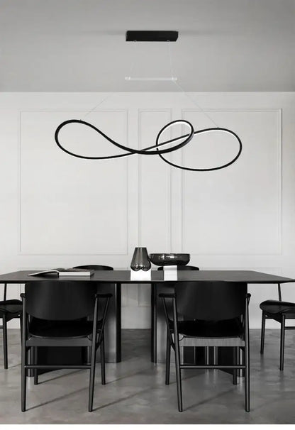 Minimalist gold infinity led strip island light dining room