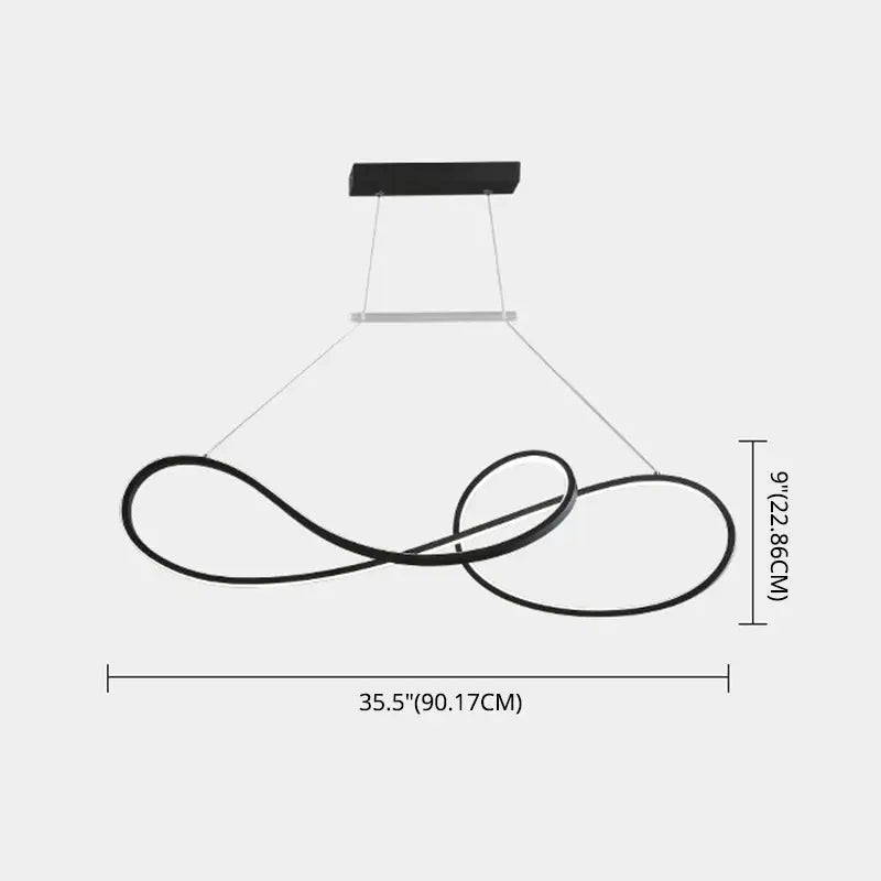 Minimalist gold infinity led strip island light dining room