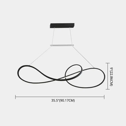 Minimalist gold infinity led strip island light dining room