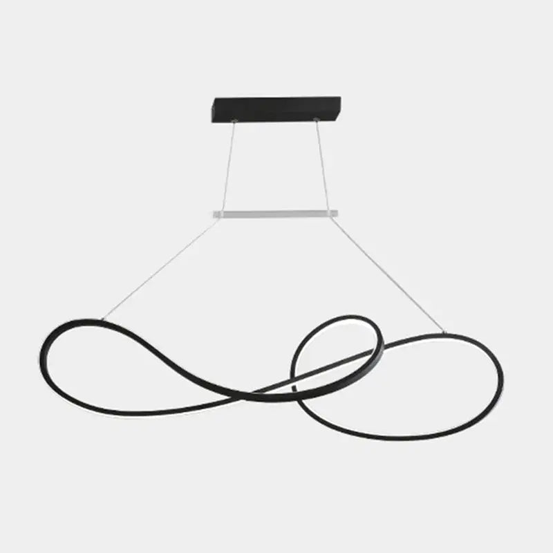 Minimalist gold infinity led strip island light dining room