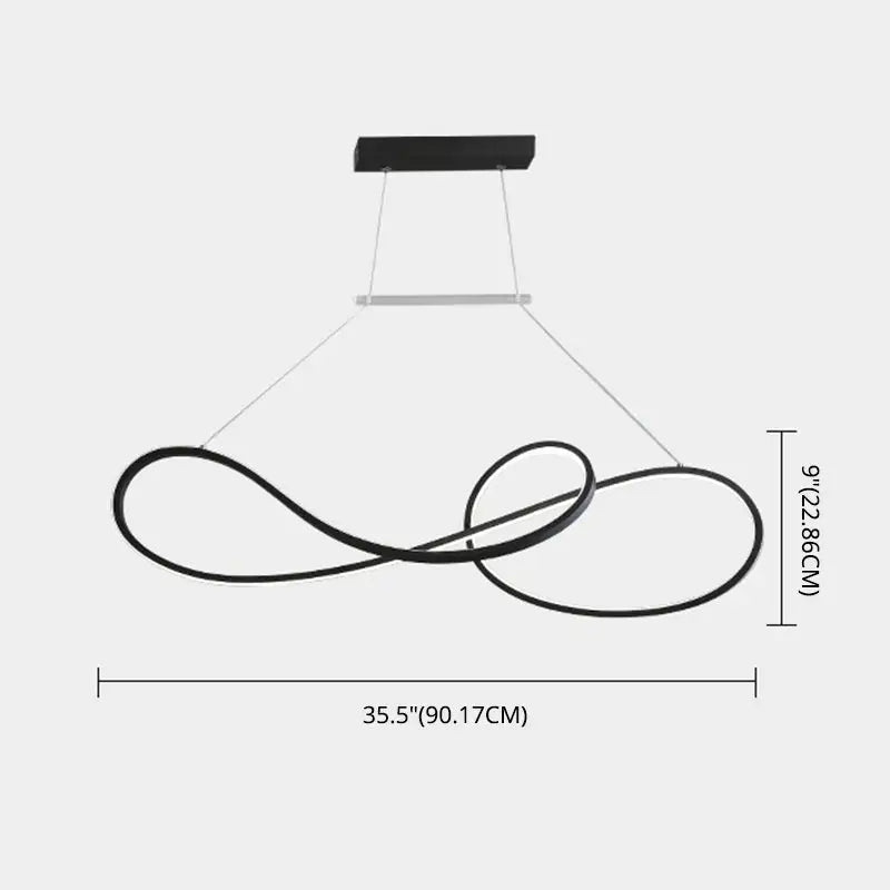 Minimalist gold infinity led strip island light dining room
