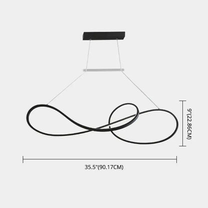 Minimalist gold infinity led strip island light dining room