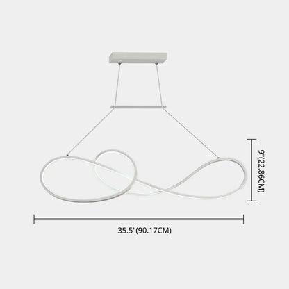 Minimalist gold infinity led strip island light dining room