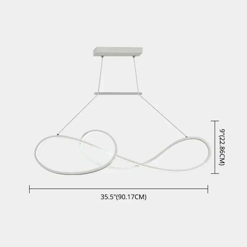 Minimalist gold infinity led strip island light dining room