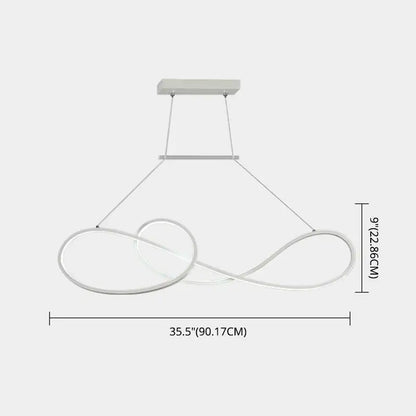 Minimalist gold infinity led strip island light dining room