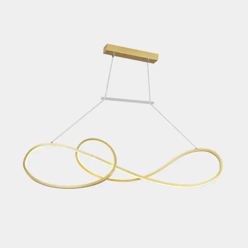 Minimalist gold infinity led strip island light dining room
