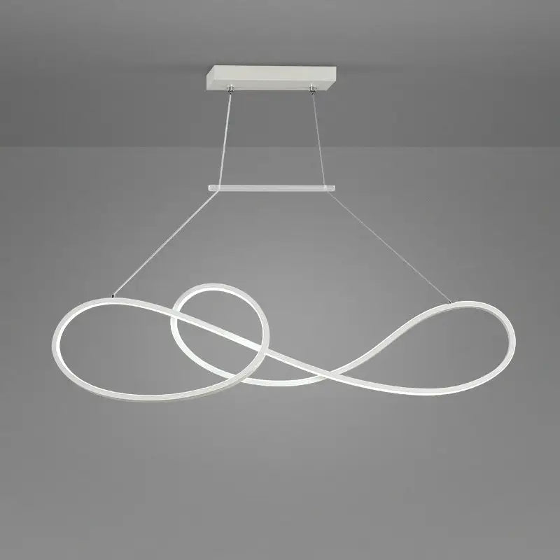 Minimalist gold infinity led strip island light dining room